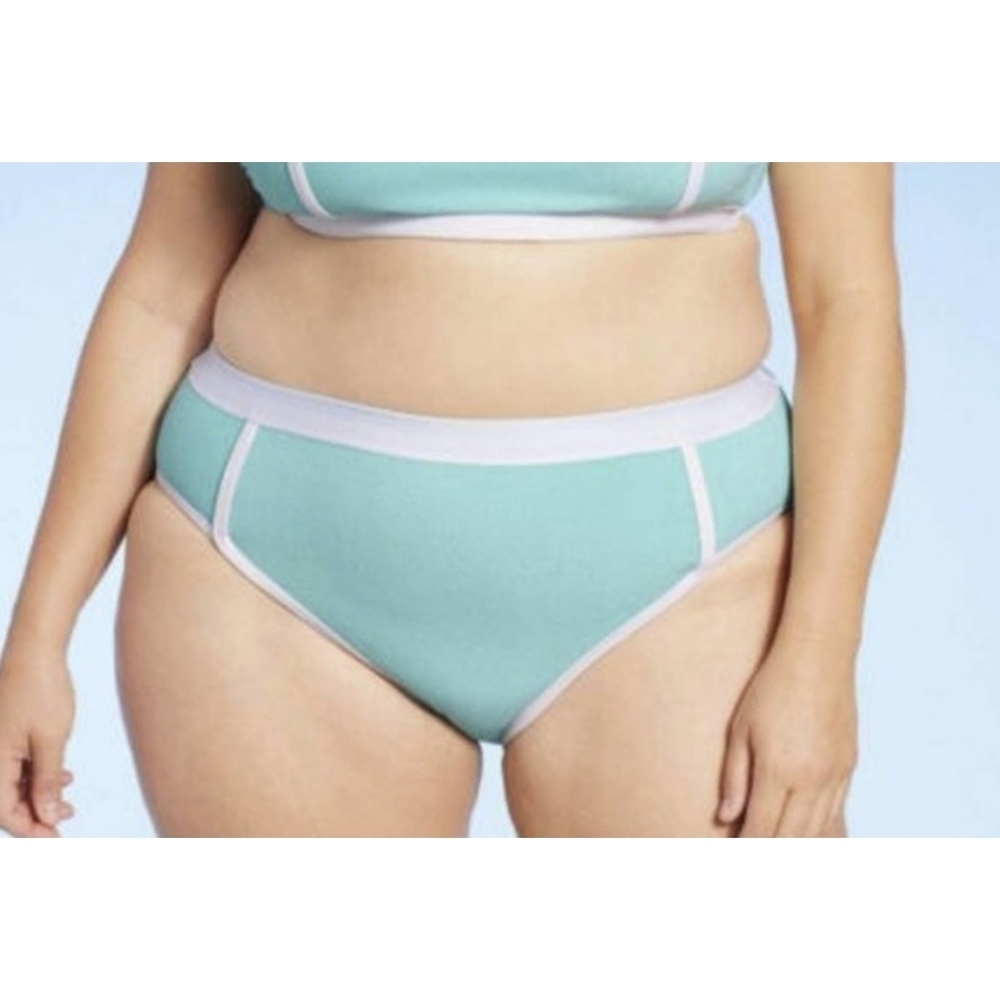 Kona Sol High waist Terry cloth Turquoise Bikini Bottoms Size 1X
